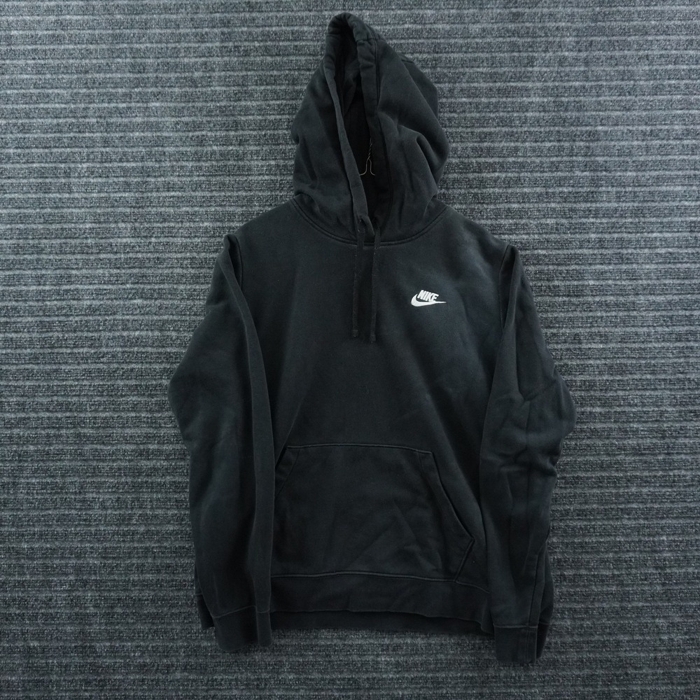Nike Hoodie Mens Large Black Embroidered Logo‎ Pullover Fleece Pocket Sporty